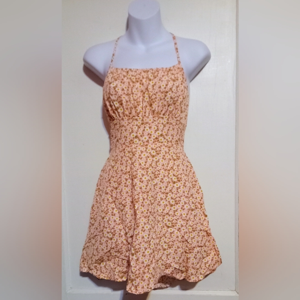 NWT SHEIN Floral Mini Dress - Pink and Yellow Sz Sm